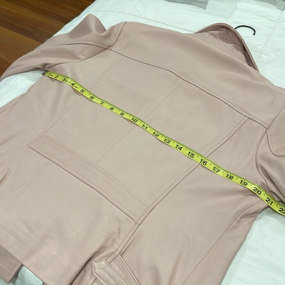 *Price Firm* Brand New Neiman Marcus Exclusive Pink Leather Moto Jacket Sz L - Picture 14 of 16